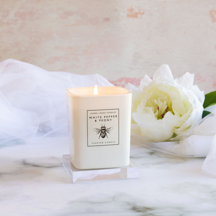 White Pepper & Peony Home Scented Candle - Home Candle - Lower Lodge Candles